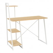 Γραφείο εργασίας Deckstor pakoworld με ραφιέρα σε oak απόχρωση με πόδι λευκό μέταλλο 102x50x117εκ c497587