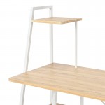 Γραφείο εργασίας Deckstor pakoworld με ραφιέρα σε oak απόχρωση με πόδι λευκό μέταλλο 102x50x117εκ c497587