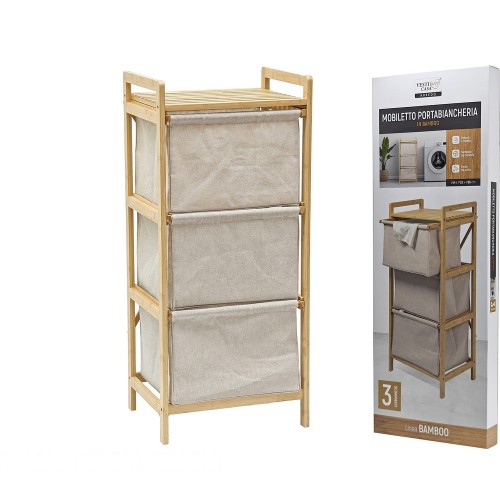 Συρταριέρα μπεζ ξύλο ύφασμα μπαμπού 44x33x96cm c497640