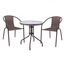 BALENO-W Set Κήπου - Βεράντας Τραπέζι 2 Πολυθρόνες Μέταλλο Καφέ - Wicker Brown c497643 BALENO-W Set Κήπου - Βεράντας Τραπέζι 2 Πολυθρόνες Μέταλλο Καφέ - Wicker Brown c497643