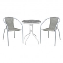 BALENO-W Set Κήπου - Βεράντας Τραπέζι 2 Πολυθρόνες Μέταλλο Άσπρο Wicker Beige c497644 BALENO-W Set Κήπου - Βεράντας Τραπέζι 2 Πολυθρόνες Μέταλλο Άσπρο Wicker Beige c497644