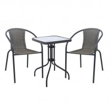 BALENO-W Set Κήπου - Βεράντας Τραπέζι 2 Πολυθρόνες Μέταλλο Ανθρακί Wicker Mixed Grey c497647 BALENO-W Set Κήπου - Βεράντας Τραπέζι 2 Πολυθρόνες Μέταλλο Ανθρακί Wicker Mixed Grey c497647
