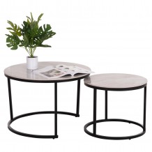 ΤΡΑΠΕΖΙA ΣΑΛΟΝΙΟΥ ΣΕΤ 2ΤΜΧ TALOS HM18140 01 ΓΚΡΙ ΚΕΡΑΜΙΚΟ TOP-ΜΕΤΑΛΛΙΚΑ ΠΟΔΙΑ Φ70x46Υεκ c497656