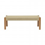 Παγκάκι Uma pakoworld teak ξύλο και pe σχοινί σε φυσική απόχρωση 150x45x40εκ c497756