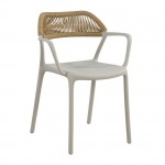 DOLLI Πολυθρόνα Στοιβαζόμενη PP-UV Γκρι Rope Wicker Φυσικό c497794