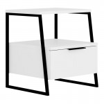 Κομοδίνο Johana pakoworld μαύρο-λευκό 45x40x50εκ c497816