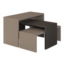 Τραπέζια σαλονιού Kantar pakoworld σετ 3τεμ σε ανθρακί - μόκα απόχρωση 65x30x39εκ c497819