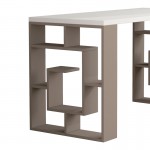 Γραφείο Labirent pakoworld χρώμα λευκό-μόκα 140x60x75εκ c497821