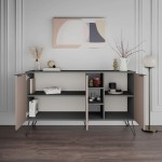 Μπουφές Clara pakoworld σε μόκα-ανθρακί απόχρωση 142x35 6x83εκ c497824