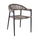 MADISON Πολυθρόνα Βεράντας- Κήπου ALU Ανθρακί Rope Wicker Γκρι Στοιβαζόμενη c497927