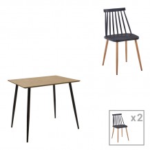 Τραπεζαρία Cuba-Aurora I pakoworld σετ 3τεμ σε sonoma-μαύρη απόχρωση 70x70x75εκ c497933