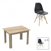 Τραπεζαρία Manka-Julita pakoworld σετ 5τεμ σε sonoma-μαύρη απόχρωση 110x80x77εκ c497948