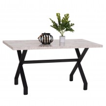 ΤΡΑΠΕΖΙ ΚΟΥΖΙΝΑΣ LANA HM18221 01 ΜΕΛΑΜΙΝΗ ΛΕΥΚΟ ΜΑΡΜΑΡΟ-ΜΑΥΡΑ ΜΕΤΑΛ ΠΟΔΙΑ 140x70x72Υεκ c497969