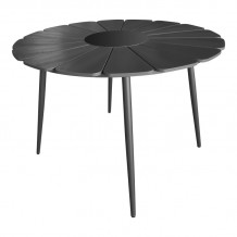 Τραπέζι Pinap pakoworld μαύρο αλουμίνιο και plywood σε μαύρη απόχρωση Φ110x74εκ c497992