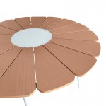 Τραπέζι Pinap pakoworld λευκό αλουμίνιο και plywood σε φυσική απόχρωση Φ110x74εκ c497994