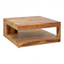 Τραπέζι Stolic pakoworld μασιφ ξύλο sheesham σε καρυδί απόχρωση 90x90x40εκ c498006