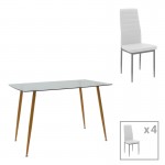Τραπεζαρία Cuba-Parker pakoworld σετ 5τεμ sonoma-λευκό 120x80x75εκ c498016
