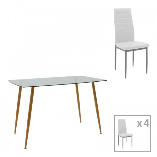 Τραπεζαρία Cuba-Parker pakoworld σετ 5τεμ sonoma-λευκό 120x80x75εκ c498016