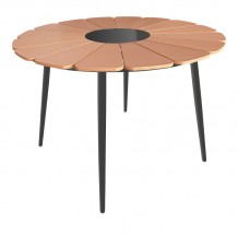 Τραπέζι Pinap pakoworld μαύρο αλουμίνιο και plywood σε φυσική απόχρωση Φ110x74εκ c498029