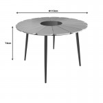 Τραπέζι Pinap pakoworld μαύρο αλουμίνιο και plywood σε φυσική απόχρωση Φ110x74εκ c498029