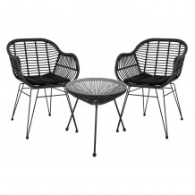 ΣΕΤ ΤΡΑΠΕΖΑΡΙΑΣ 3ΤΜΧ HM11871 ΜΕΤΑΛΛΟ RATTAN ΣΕ ΜΑΥΡΟ ΧΡΩΜΑ c498033