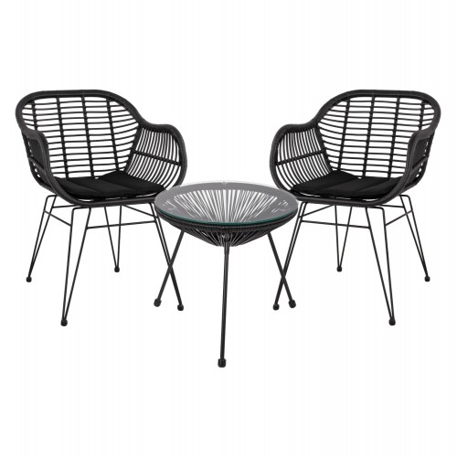 ΣΕΤ ΤΡΑΠΕΖΑΡΙΑΣ 3ΤΜΧ HM11871 ΜΕΤΑΛΛΟ RATTAN ΣΕ ΜΑΥΡΟ ΧΡΩΜΑ c498033