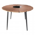 Τραπεζαρία Pinap-Dashiell σετ 5τεμ pakoworld μαύρο αλουμίνιο και plywood σε φυσική απόχρωση Φ110x74εκ c498076