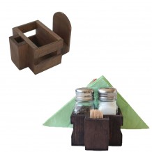 Ξύλινη θήκη χωρίς τα δοχεία για αλατοπίπερο χαρτοπετσέτες οδοντογλυφίδες - Σετ 6 c498098