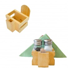 Ξύλινη θήκη χωρίς τα δοχεία για αλατοπίπερο χαρτοπετσέτες οδοντογλυφίδες - Σετ 6 c498099