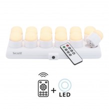 ΣΕΤ 12 κεριά ρεσώ LED θερμό λευκό επαναφορτιζόμενα με τηλεχειρηστήριο SECURIT c498101