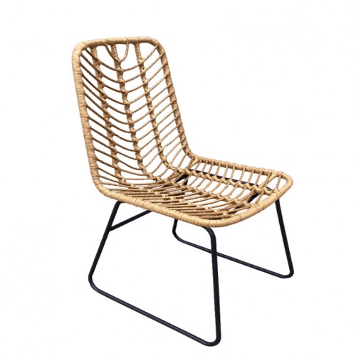 Καρέκλα Κήπου ArteLibre OSASCO Φυσικό Μαύρο Μέταλλο Rattan 63x47x87cm c498114