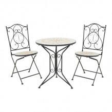 Τραπεζαρία Sellis pakoworld σετ 3τεμ μωσαικό-μέταλλο μαύρο c498148