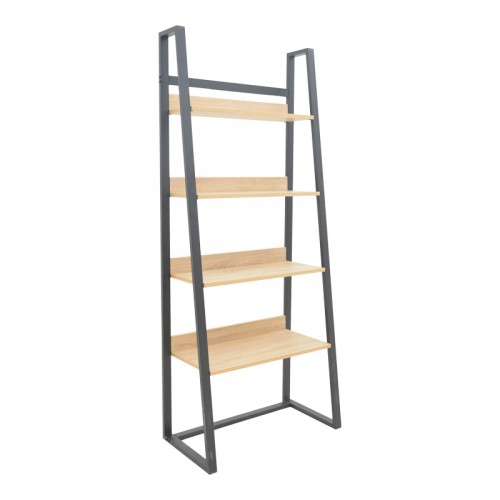 Βιβλιοθήκη Ryder pakoworld σε oak-μαύρη απόχρωση 75x36x185εκ c498150