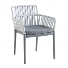 SYLVIA Πολυθρόνα Βεράντας- Κήπου PP-UV Ανοιχτό Γκρι- Ανθρακί Μαξιλάρι Γκρι KD c498257