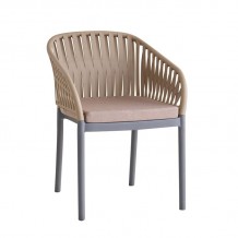 EMERY Πολυθρόνα Βεράντας-Κήπου PP-UV Sand Beige-Ανθρακί Μαξιλάρι Μπεζ KD c498259