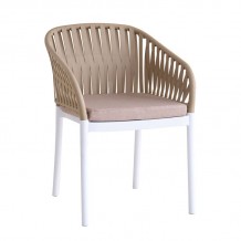 EMERY Πολυθρόνα Βεράντας-Κήπου PP-UV Sand Beige-Άσπρο Μαξιλάρι Μπεζ KD c498260