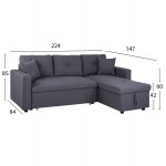 ΚΑΝΑΠΕΣ ΓΩΝΙΑ ΚΡΕΒΑΤΙ WAYNE 224x147x85Υεκ HM3028 11 ΓΚΡΙ ΥΦΑΣΜΑ c498274