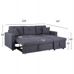 ΚΑΝΑΠΕΣ ΓΩΝΙΑ ΚΡΕΒΑΤΙ WAYNE 224x147x85Υεκ HM3028 11 ΓΚΡΙ ΥΦΑΣΜΑ c498274