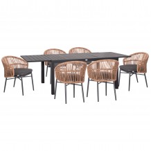 ΣΕΤ ΤΡΑΠΕΖΑΡΙΑΣ ΕΞ ΧΩΡΟΥ 7ΤΜΧ KRUM HM21132 06 ΣΚΟΥΡΟ ΓΚΡΙ ΑΛΟΥΜΙΝΙΟ-P E RATTAN c498280