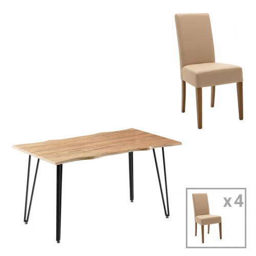 Τραπεζαρία Ditta-Izzac pakoworld μόκα- καρυδί 140x80x76εκ c498296