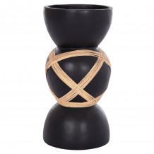 ΔΙΑΚΟΣΜΗΤΙΚΟ ΒΑΖΟ ΔΑΠΕΔΟΥ MAYNARD HM4672 01L FIBER CEMENT ΜΑΥΡΟ-RATTAN Φ32x62 5Υεκ c498353