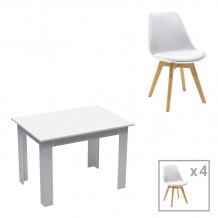 Τραπεζαρία Manka-Gaston pakoworld σετ 5τεμ σε λευκή απόχρωση 110x80x77εκ c498382