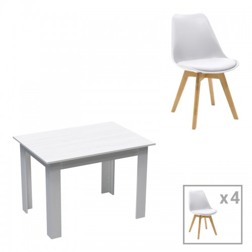 Τραπεζαρία Manka-Gaston pakoworld σετ 5τεμ σε λευκή απόχρωση 110x80x77εκ c498382