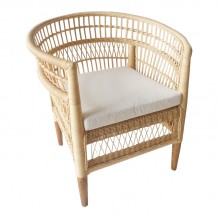Πολυθρόνα Necorian paakoworld teak ξύλο με pe rattan σε φυσική απόχρωση και λευκό μαξιλάρι 80x70x87εκ c498388