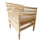 Πολυθρόνα Necorian paakoworld teak ξύλο με pe rattan σε φυσική απόχρωση και λευκό μαξιλάρι 80x70x87εκ c498388