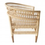 Πολυθρόνα Necorian paakoworld teak ξύλο με pe rattan σε φυσική απόχρωση και λευκό μαξιλάρι 80x70x87εκ c498388