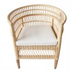 Πολυθρόνα Necorian paakoworld teak ξύλο με pe rattan σε φυσική απόχρωση και λευκό μαξιλάρι 80x70x87εκ c498388