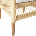Πολυθρόνα Necorian paakoworld teak ξύλο με pe rattan σε φυσική απόχρωση και λευκό μαξιλάρι 80x70x87εκ c498388