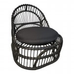 Πολυθρόνα Tromso paakoworld pe rattan σε μαύρη απόχρωση με μαύρο μαξιλάρι 80x85x98εκ c498393