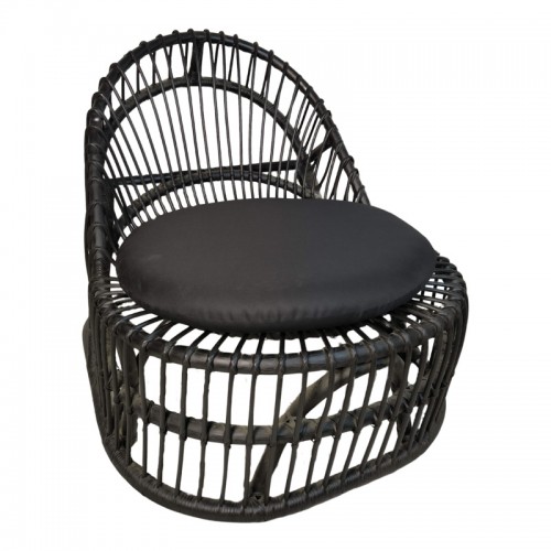 Πολυθρόνα Tromso paakoworld pe rattan σε μαύρη απόχρωση με μαύρο μαξιλάρι 80x85x98εκ c498393